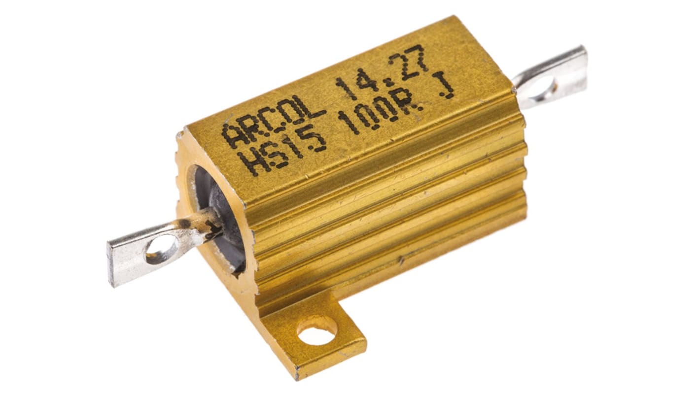 Arcol HS15 Wickel Lastwiderstand 100Ω ±5% / 15W, Alu Gehäuse Axialanschluss