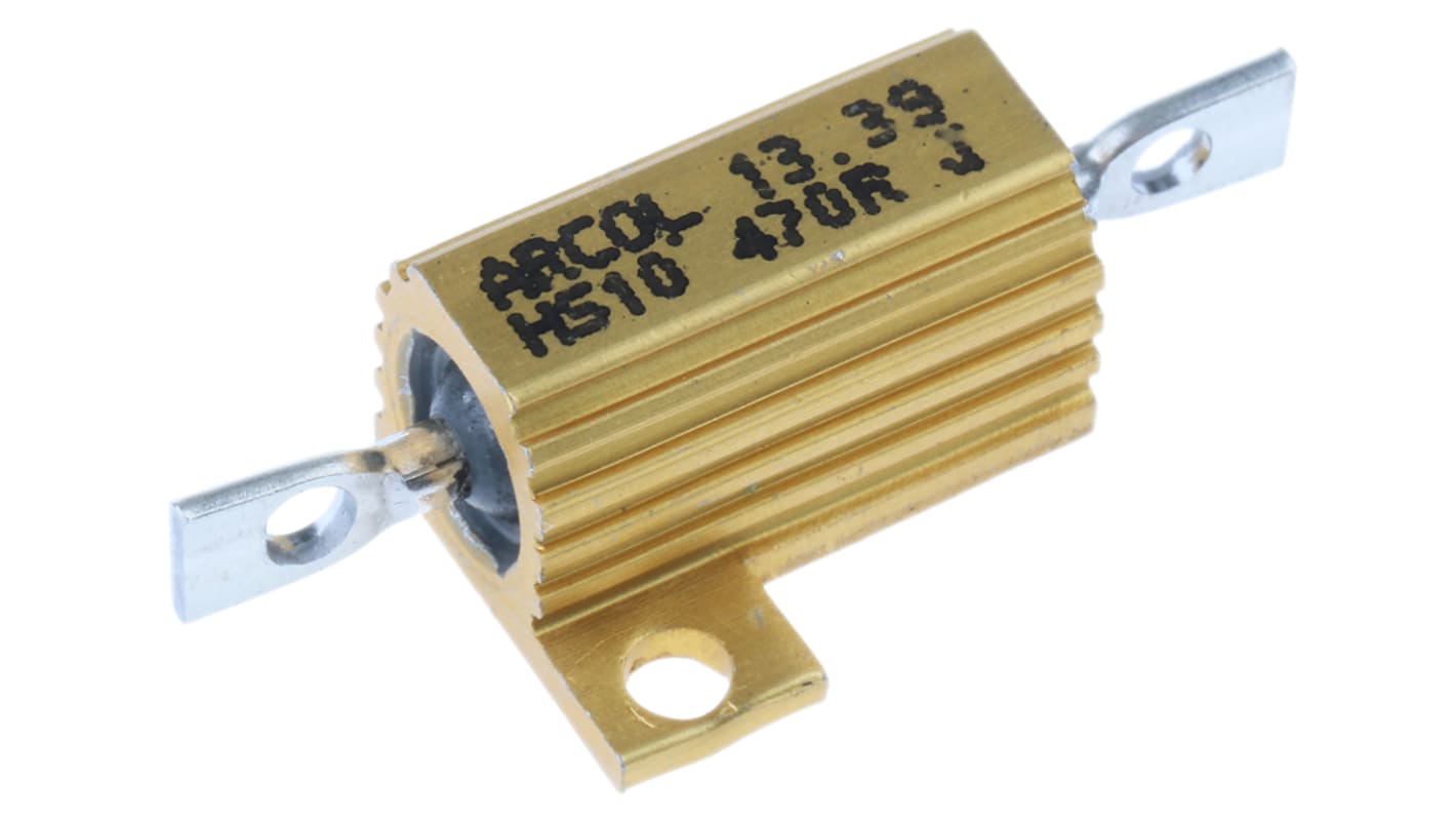 Arcol HS10 Wickel Lastwiderstand 470Ω ±5% / 10W, Alu Gehäuse Axialanschluss