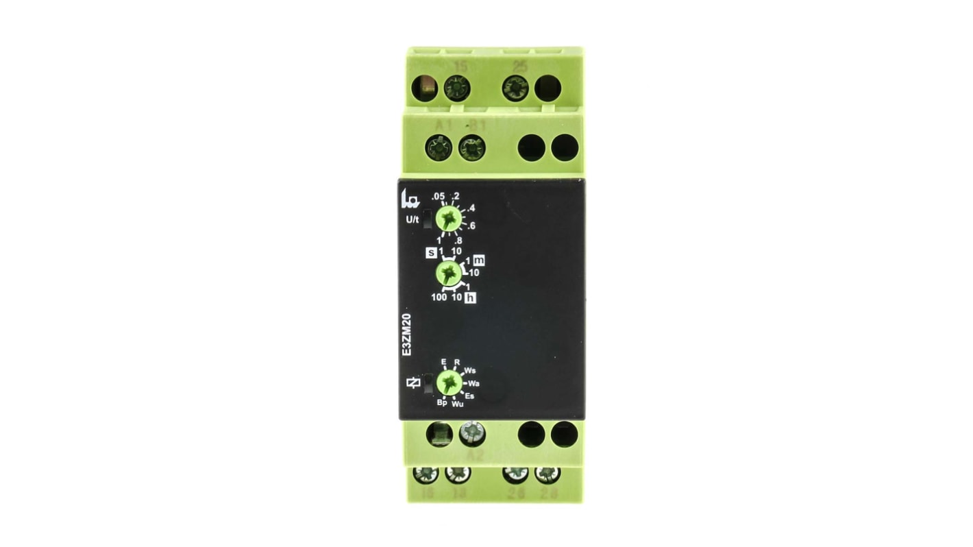 Tele E3ZM20 Series DIN Rail Mount Timer Relay, 12 → 240V ac/dc, 2-Contact, 0.05 s → 100h, DPDT