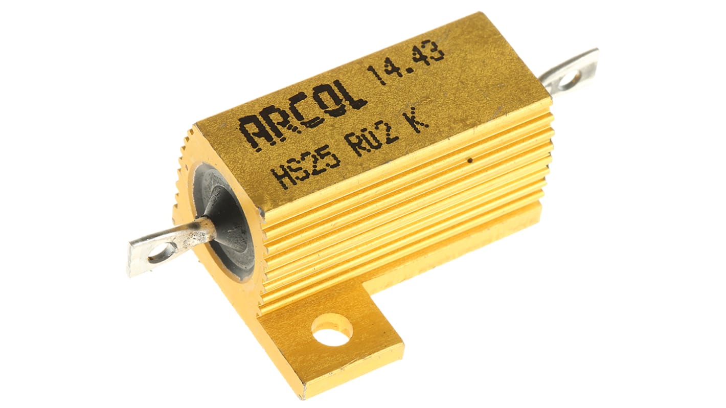 Arcol, 20mΩ 25W Wire Wound Chassis Mount Resistor HS25 R02 K ±10%