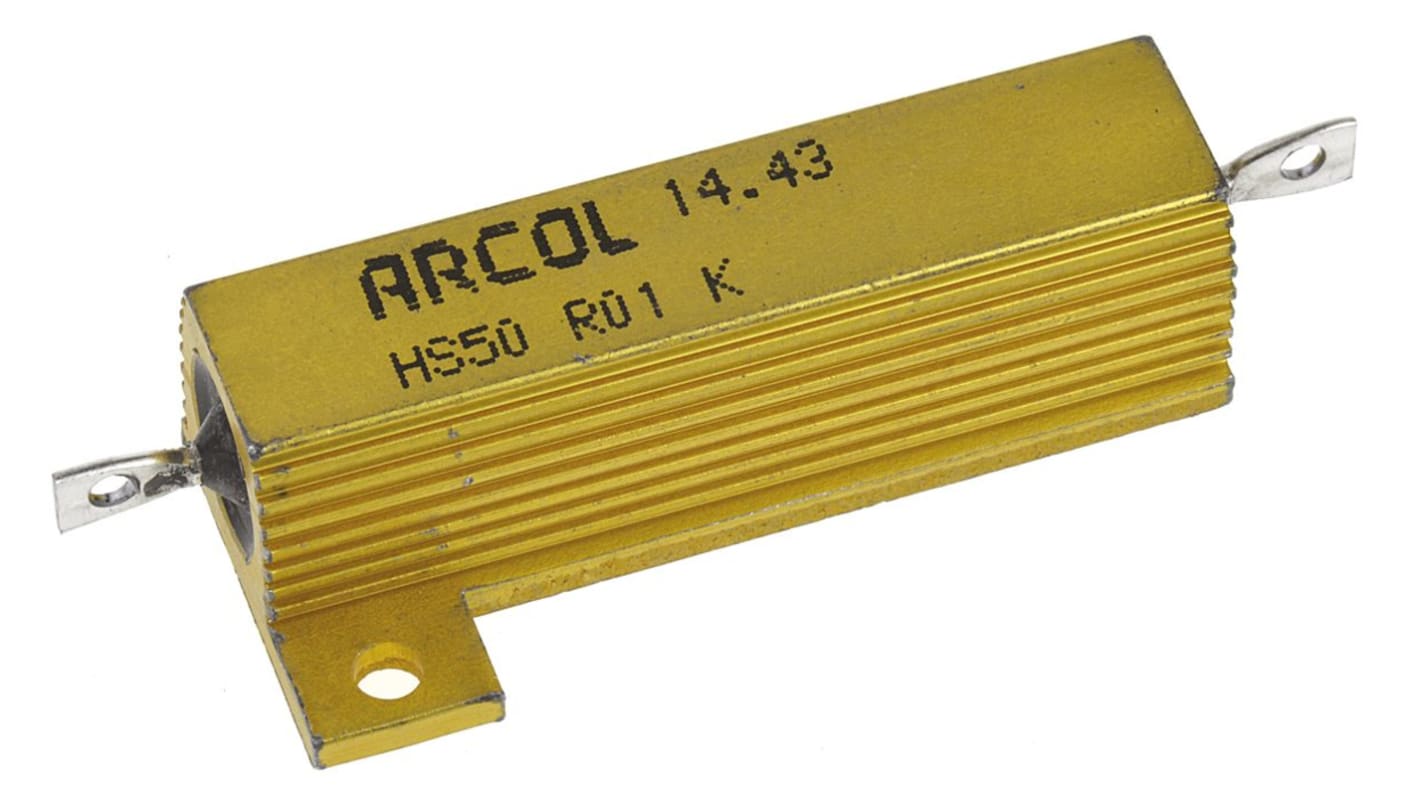 Arcol, 10mΩ 50W Wire Wound Chassis Mount Resistor HS50 R01 K ±10 RS