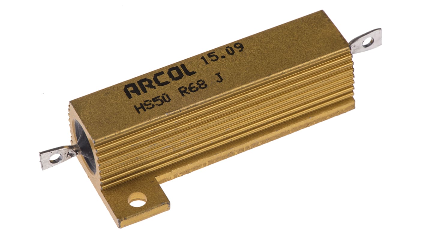 Arcol, 680mΩ 50W Wire Wound Chassis Mount Resistor HS50 R68 J ±5%