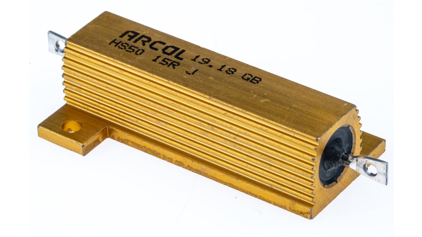 Arcol HS50 Wickel Lastwiderstand 15Ω ±5% / 50W, Alu Gehäuse Axialanschluss