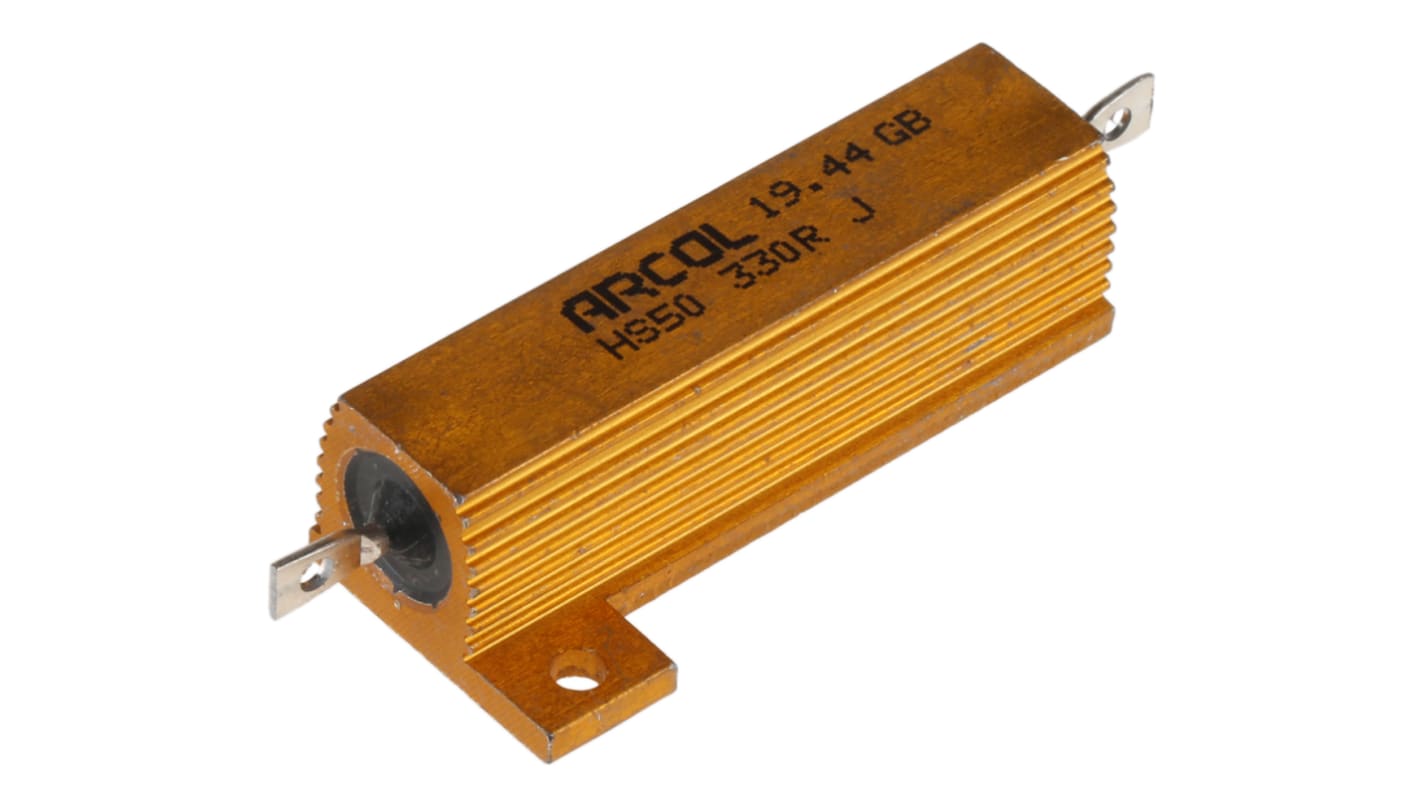 Resistencia de montaje en panel Arcol, 330Ω ±5% 50W, Con carcasa de aluminio, Axial, Bobinado