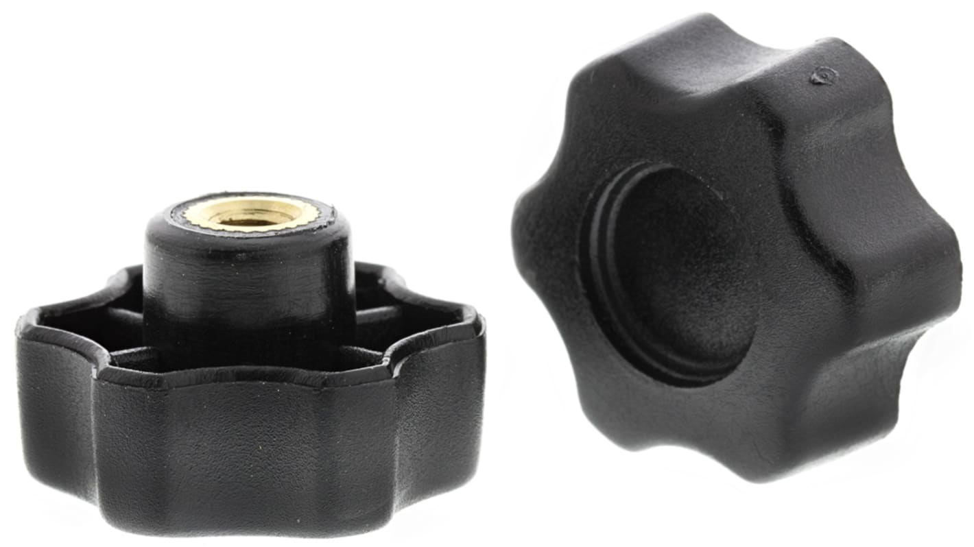 RS PRO Black Multiple Lobes Clamping Knob, M5, Threaded Hole
