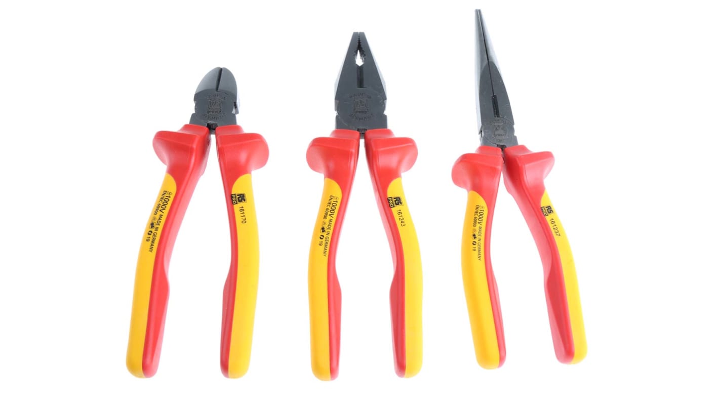 RS PRO 3-Piece Plier Set, 260 mm Overall