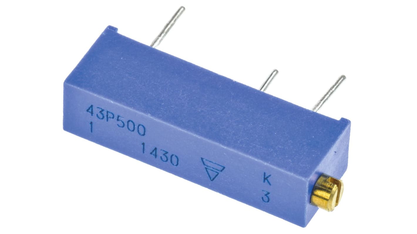 Vishay 43P Series 20-Turn Through Hole Trimmer Resistor with Pin Terminations, 50Ω ±10% 1/2W -100 → +200ppm/°C