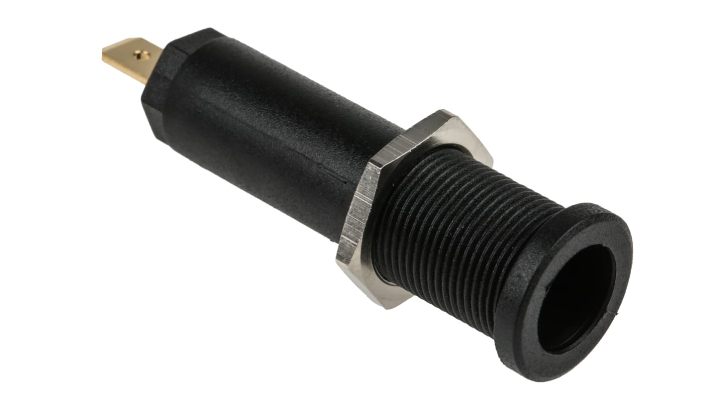 Conector banana hembra Hembra, 10A, 1000V, Contacto Oro, Negro