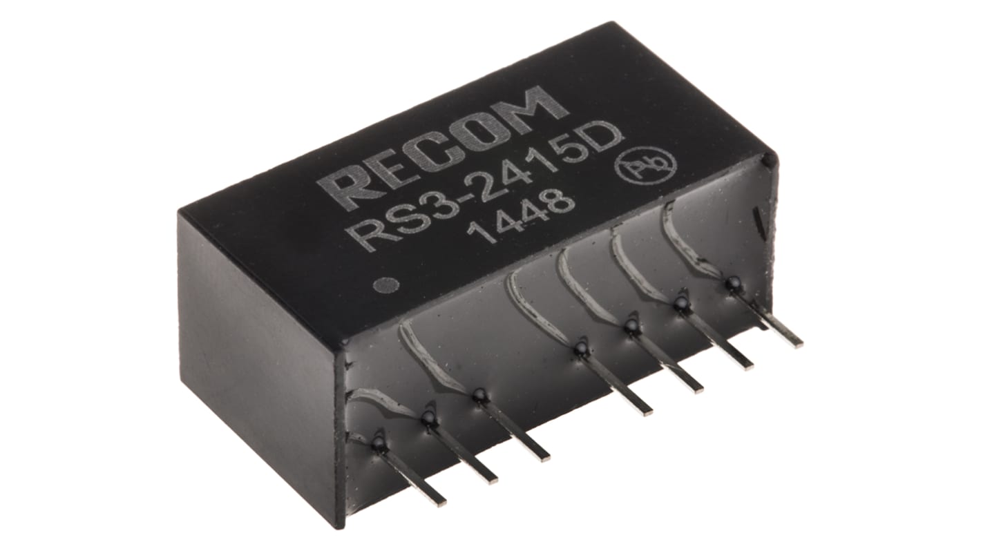 Recom DC-DC átalakító, KI: ±15V dc, ±100mA / 3W, BE: 18 → 36 V DC