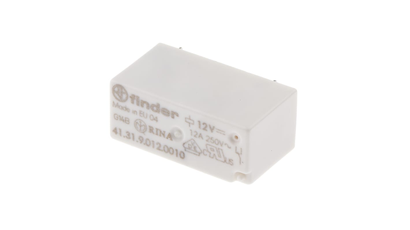 Finder PCB Mount Power Relay, 12V dc Coil, 12A Switching Current, SPDT