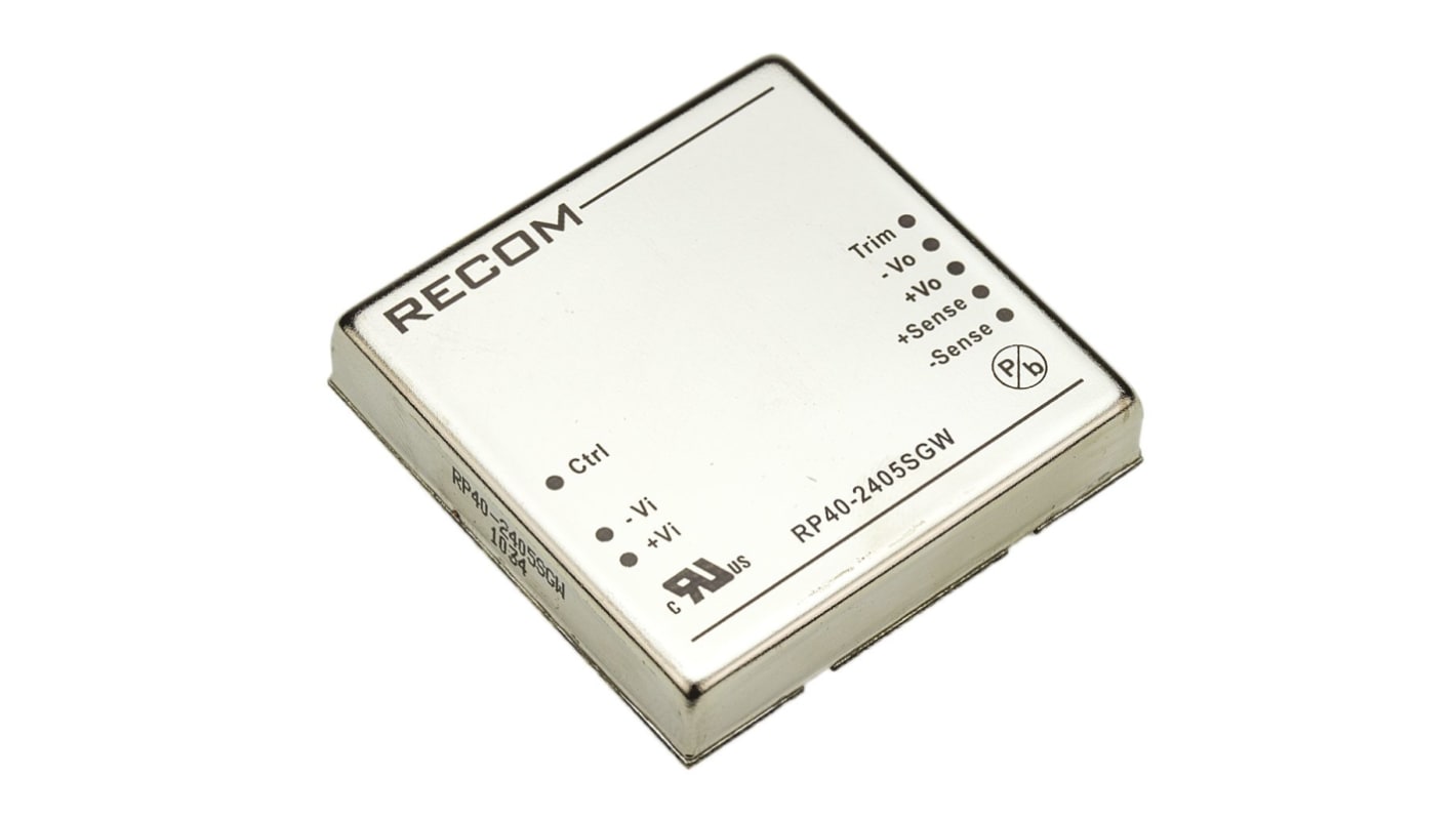 Recom RP40-GW DC/DC-Wandler 40W 24 V dc IN, 5V dc OUT / 8A Durchsteckmontage 1.6kV dc isoliert