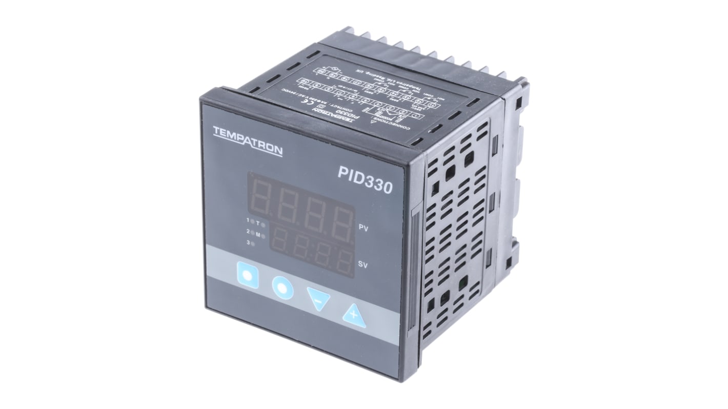 Tempatron PID330 PID Temperature Controller, 96 x 96 (1/4 DIN)mm, 2 Output Relay, SSR, 85 → 270 V ac Supply