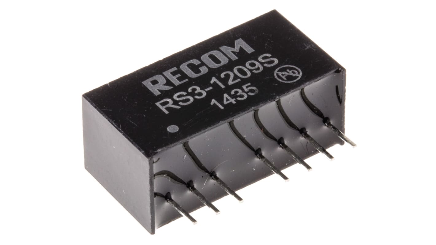 Recom RS3 DC/DC-Wandler 3W 12 V dc IN, 9V dc OUT / 333mA Durchsteckmontage 500V ac isoliert