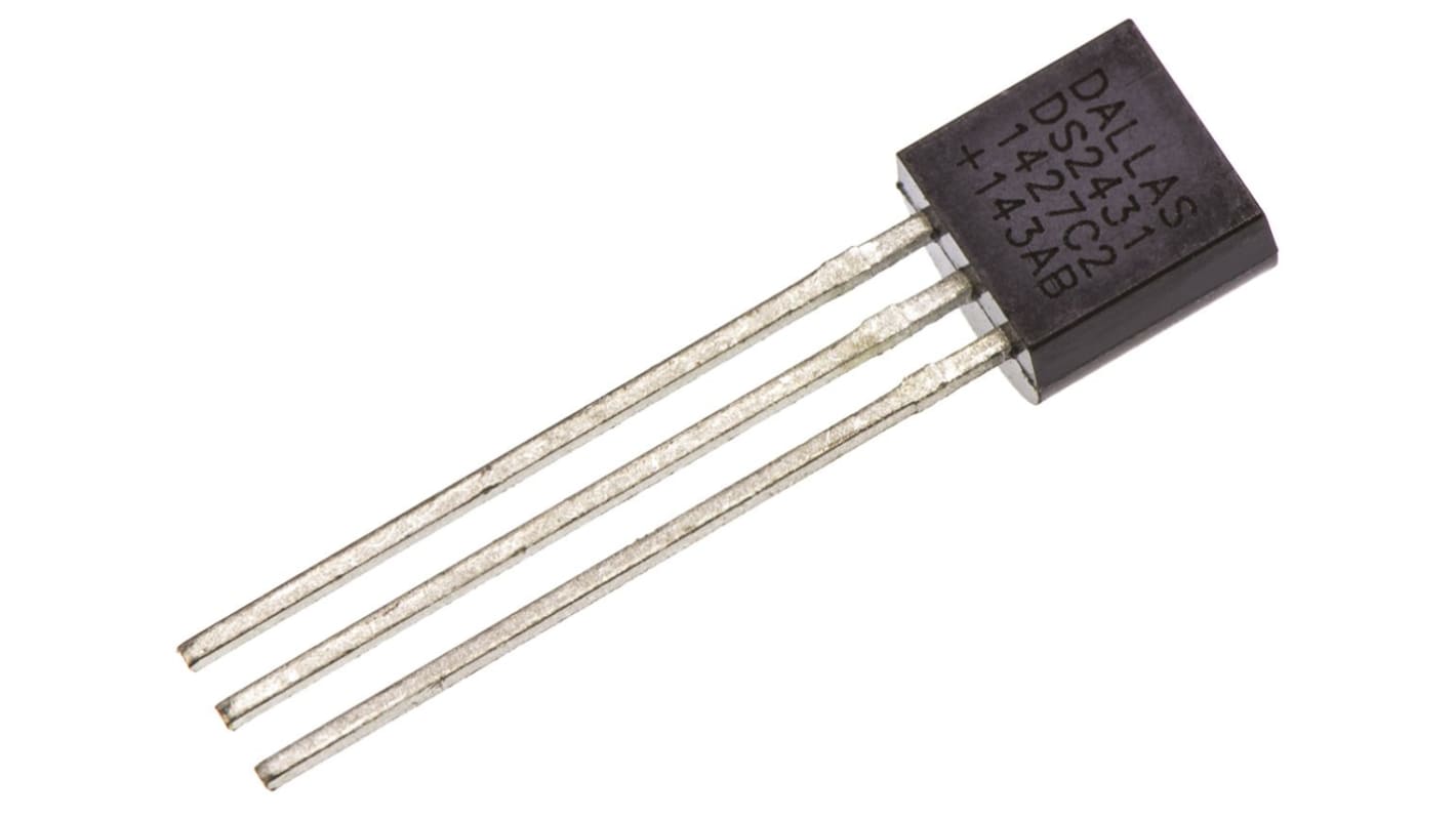 Memoria EEPROM serie DS2431+ Maxim Integrated, 1kbit, Serie-1 cable, 2,8 → 5,25 V, 3 pines TO-92