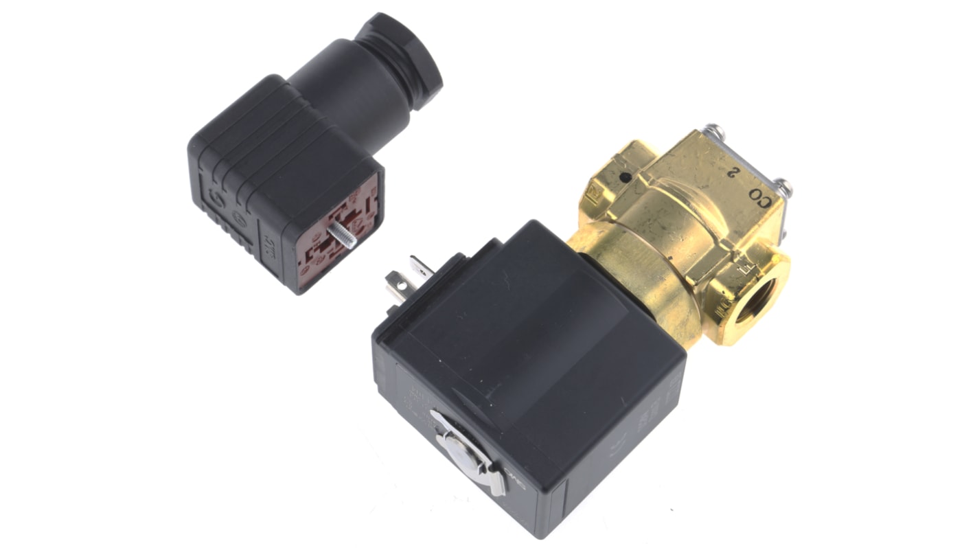 Válvula de solenoide SMC VX32 de 3 puertos, Hembra G de 1/4 pulg., Directo, Común de 24 Vdc