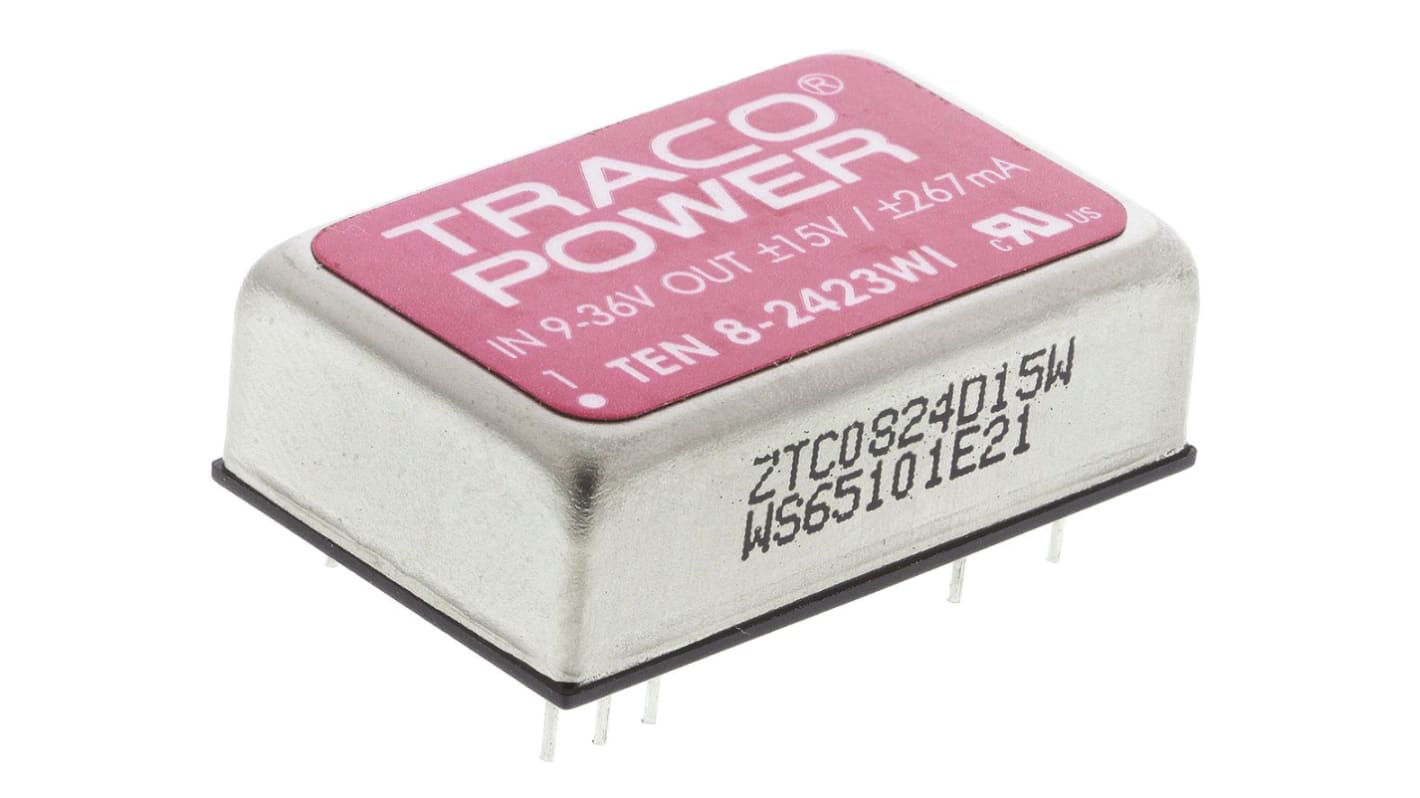 TRACOPOWER TEN 8WI DC/DC-Wandler 8W 24 V dc IN, ±15V dc OUT / 265mA Durchsteckmontage 1.5kV dc isoliert