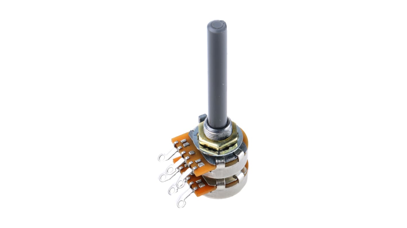 TE Connectivity 27, Tafelmontage  Dreh Potentiometer 100kΩ ±20% / 0.2W / 2 Ausbrüche, Schaft-Ø 6,35 mm