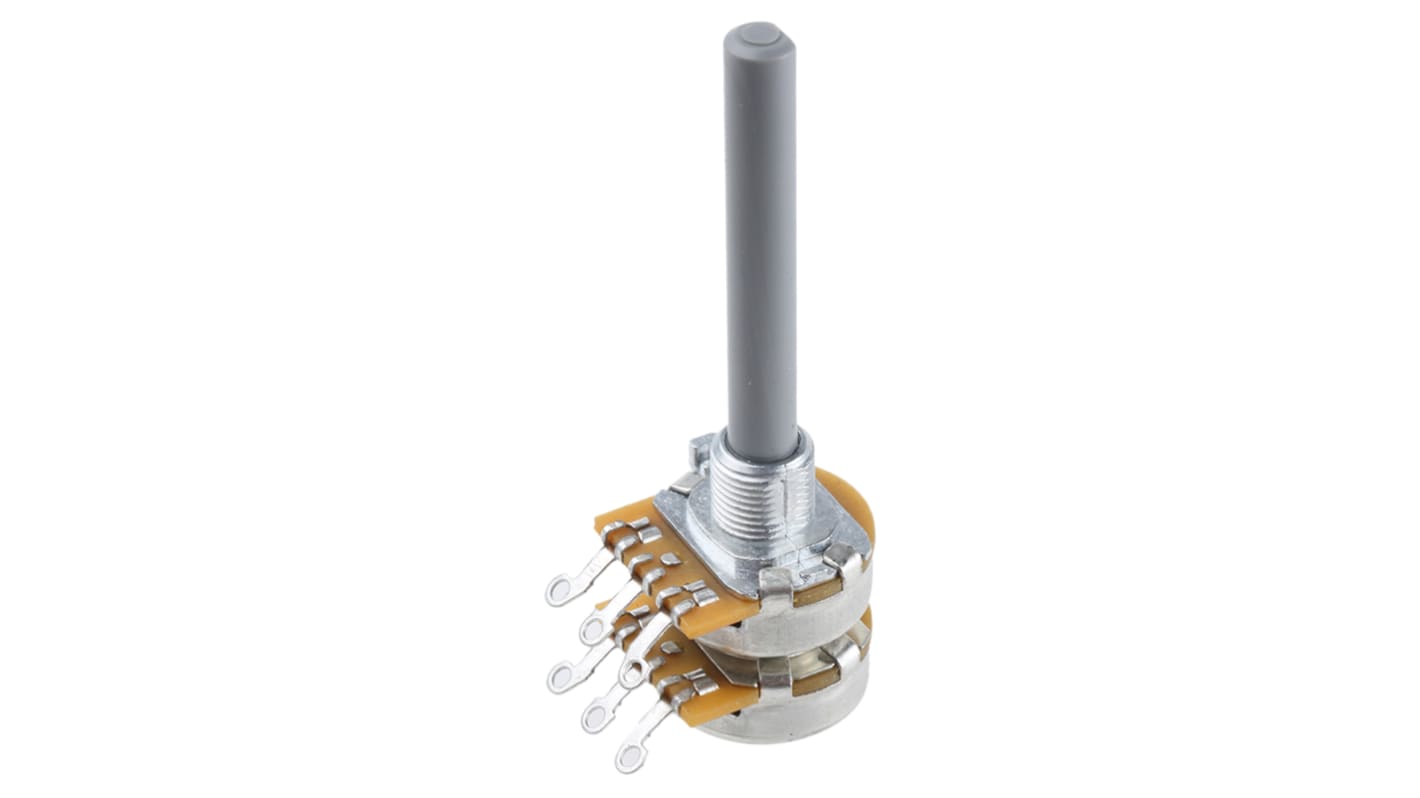 TE Connectivity 27, Tafelmontage  Dreh Potentiometer 100kΩ ±20% / 0.4W / 2 Ausbrüche, Schaft-Ø 6,35 mm