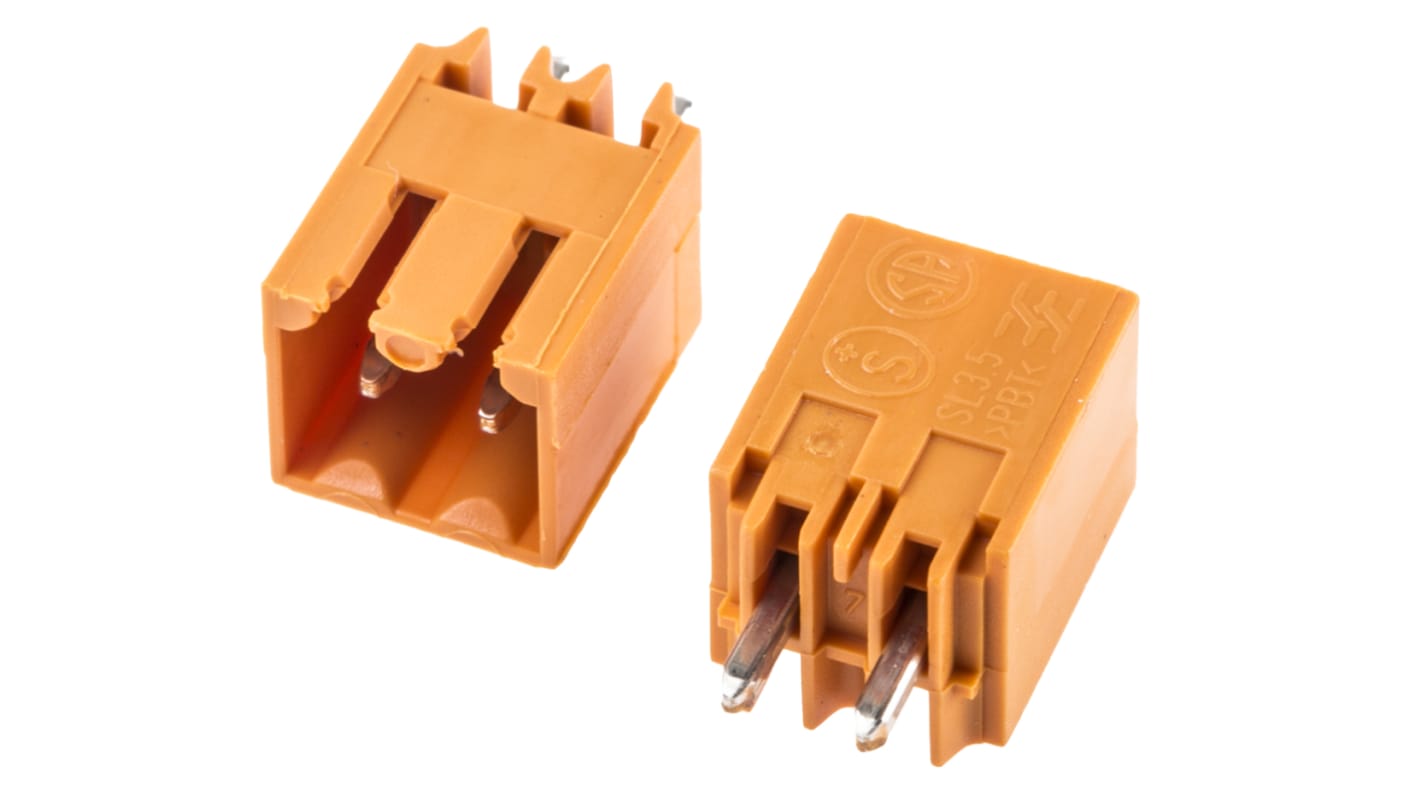 Conector macho para PCB Weidmüller serie OMNIMATE SL de 2 vías, 1 fila, paso 3.5mm, para soldar, Orificio Pasante