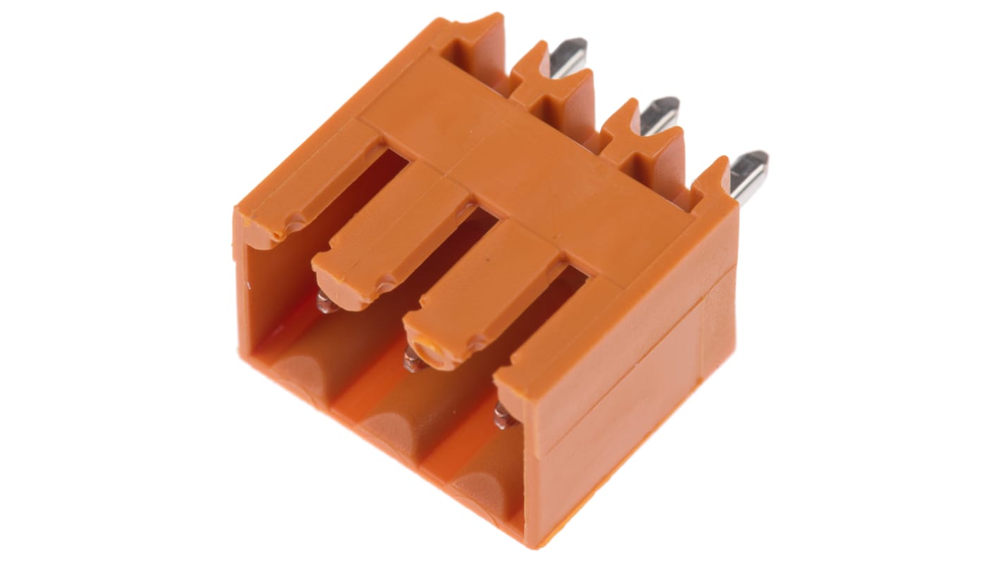 Weidmuller 3.5mm Pitch 3 Way Pluggable Terminal Block, Header, Through Hole, Solder Termination