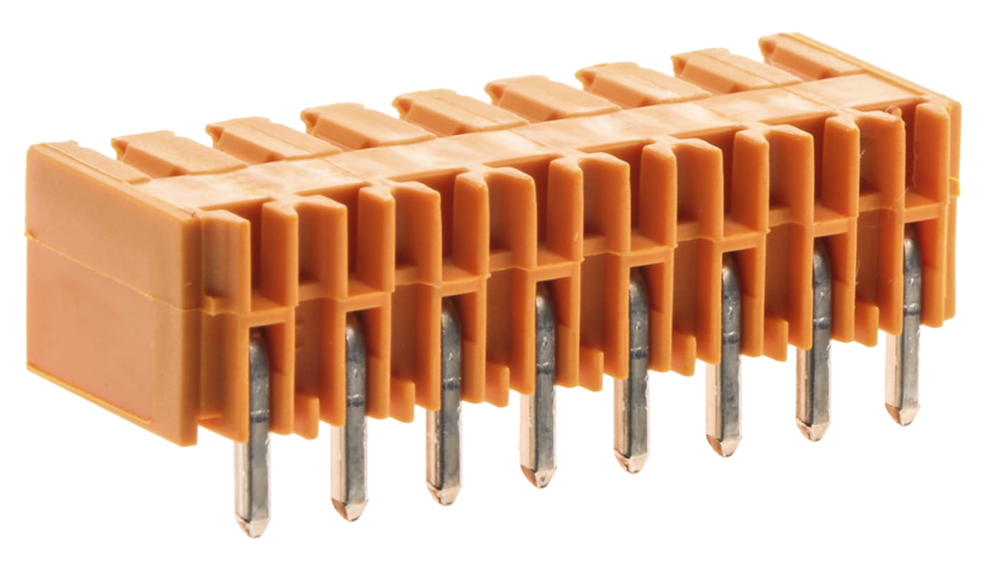 Weidmuller 3.5mm Pitch 8 Way Right Angle Pluggable Terminal Block, Header, Through Hole, Solder Termination