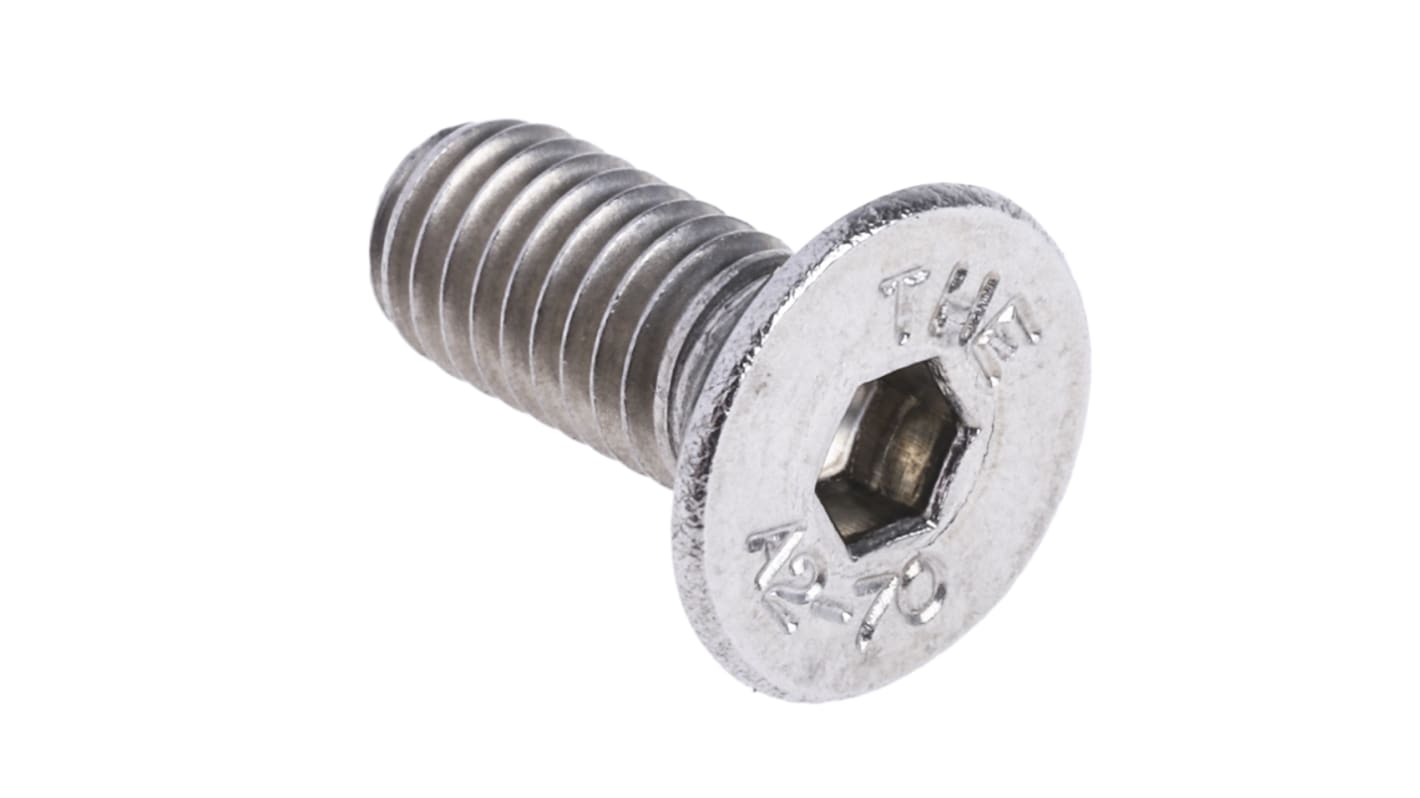 RS PRO Plain Stainless Steel Hex Socket Countersunk Screw, ISO 10642, M5 x 12mm