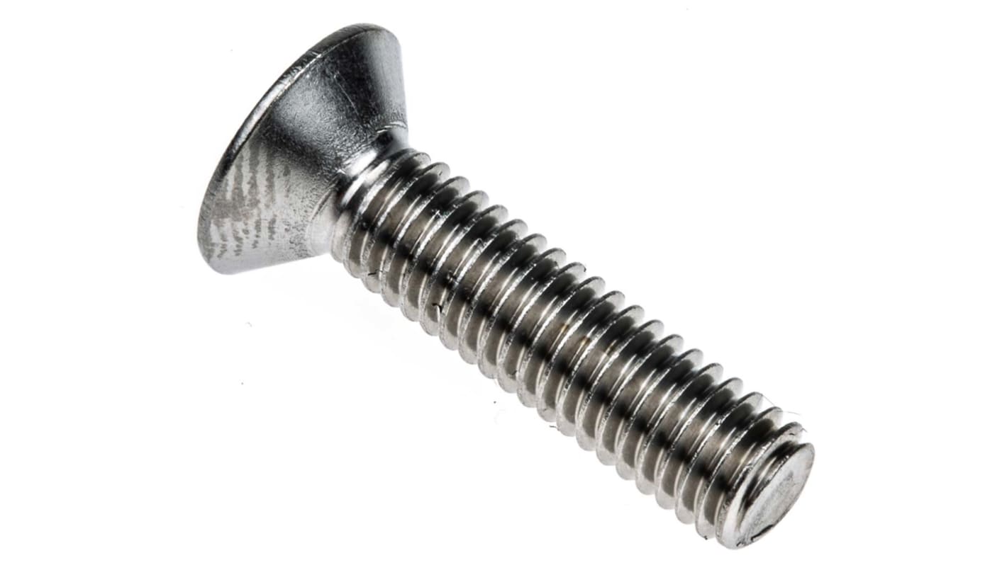 RS PRO Plain Stainless Steel Hex Socket Countersunk Screw, DIN 7991, M6 x 25mm