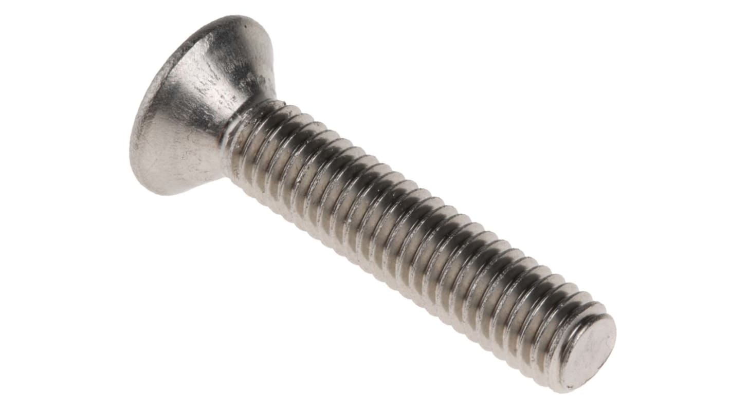 RS PRO Plain Stainless Steel Hex Socket Countersunk Screw, ISO 10642, M6 x 30mm