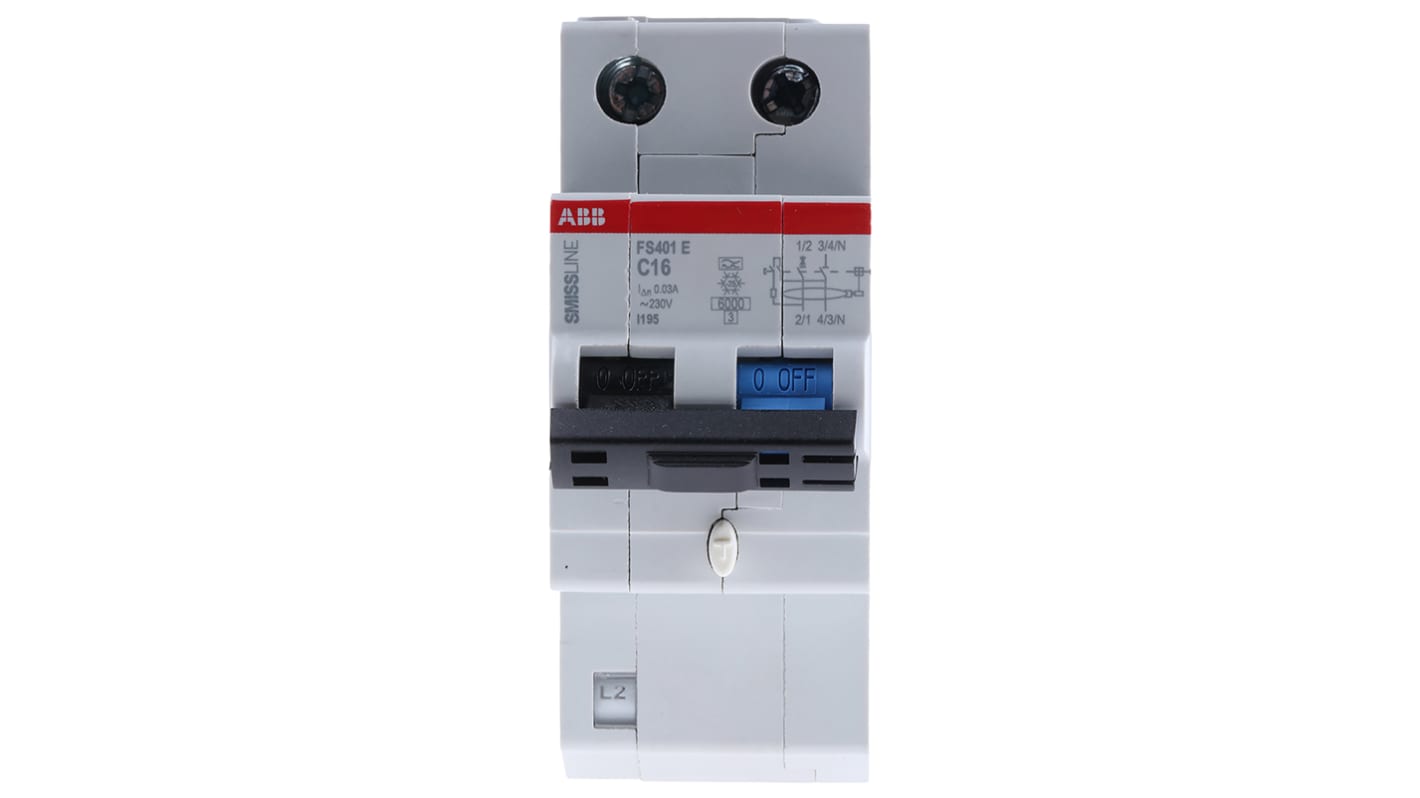 ABB FS401 RCCB, 16A, 1P+N Pole, 30mA, Type C