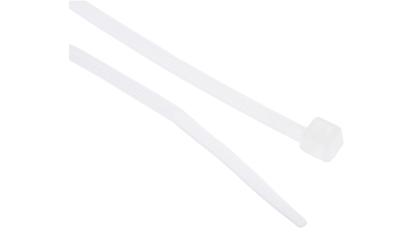 RS PRO Cable Tie, 100mm x 2.5 mm, Natural Nylon, Pk100 RS