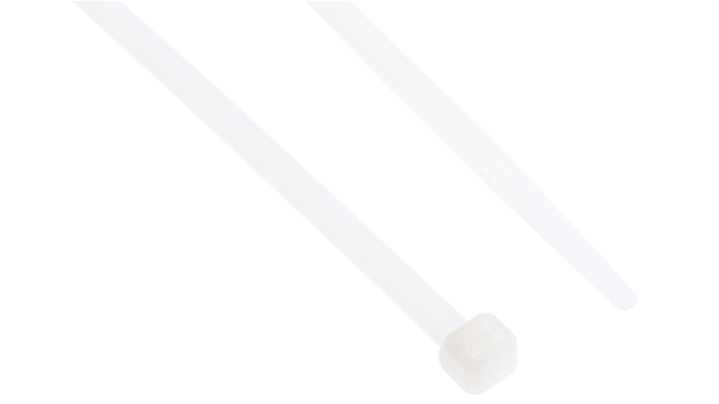 RS PRO Cable Tie, 368mm x 4.8 mm, Natural Nylon, Pk-100