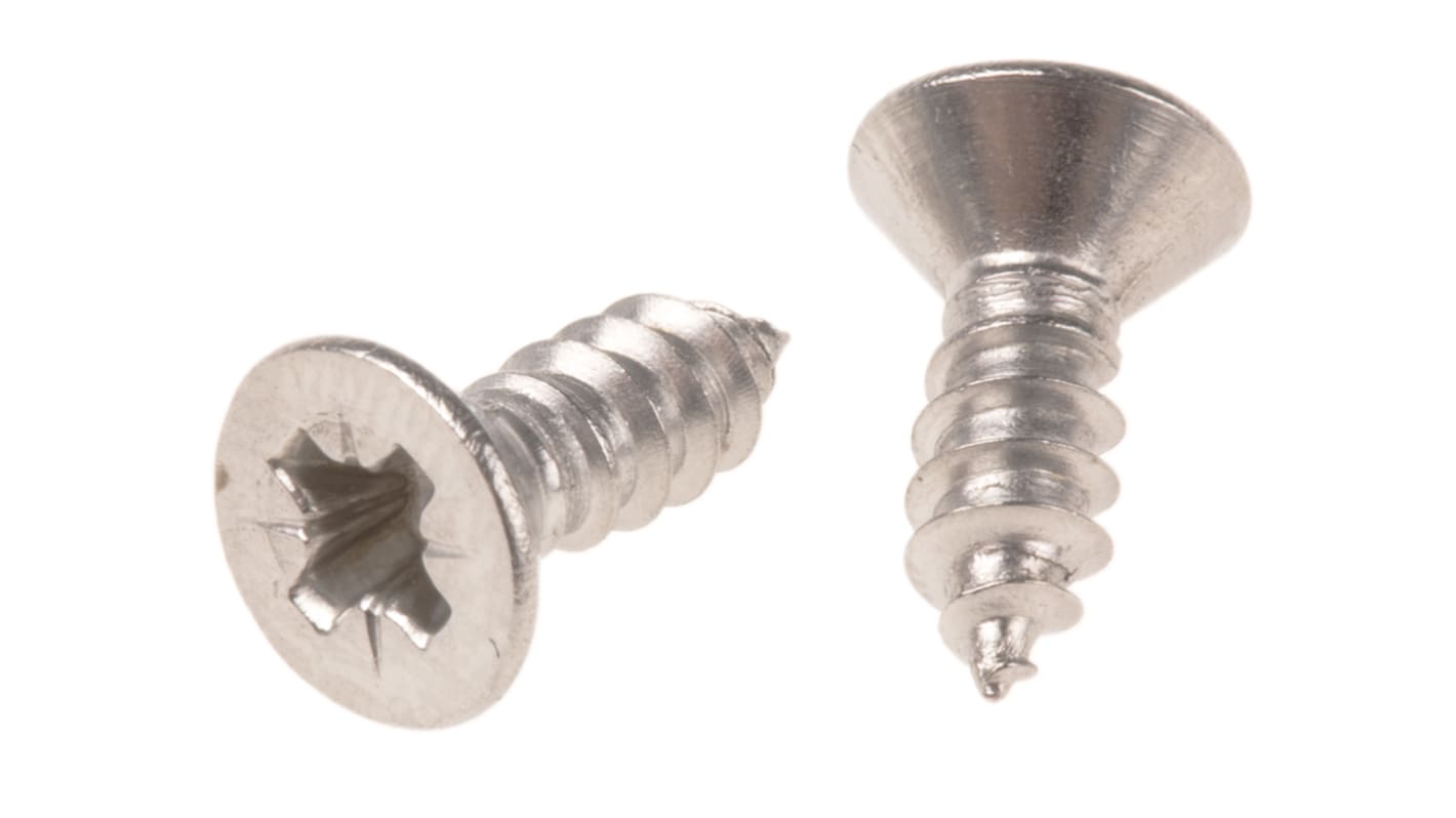 Tornillo autorroscante de cabeza avellanada con huella Pozidriv RS PRO, rosca UTS 8, long. 13mm, de acero inox