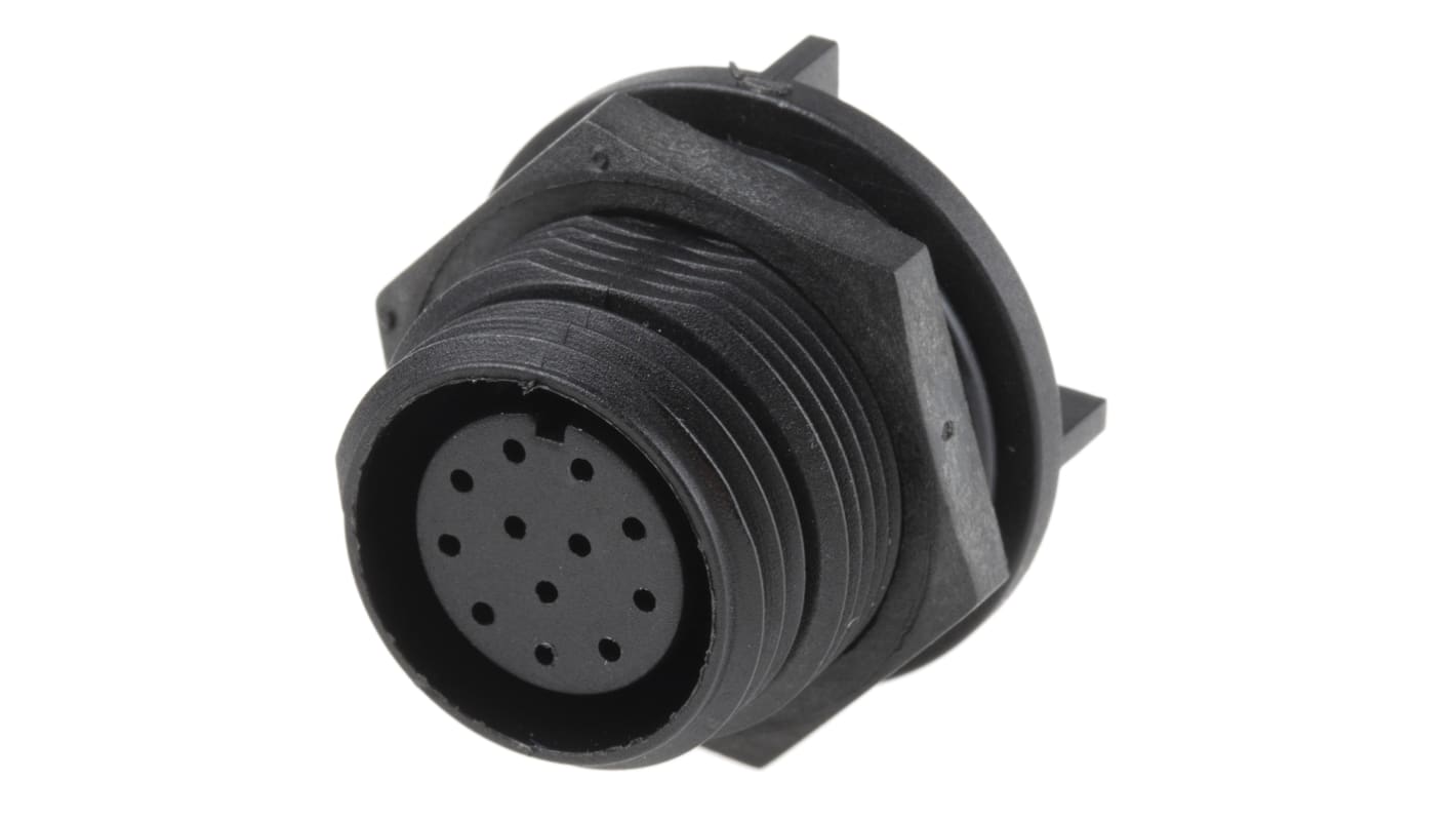 Conector circular Bulgin hembra serie Buccaneer 400 de 12 vías hembra, tamaño carcasa 19, Montaje trasero, IP68