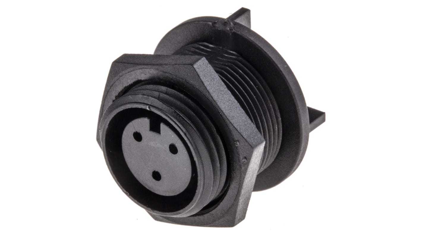 Conector circular Bulgin hembra serie Buccaneer 400 de 3 vías hembra, tamaño carcasa 19, Montaje trasero, IP68