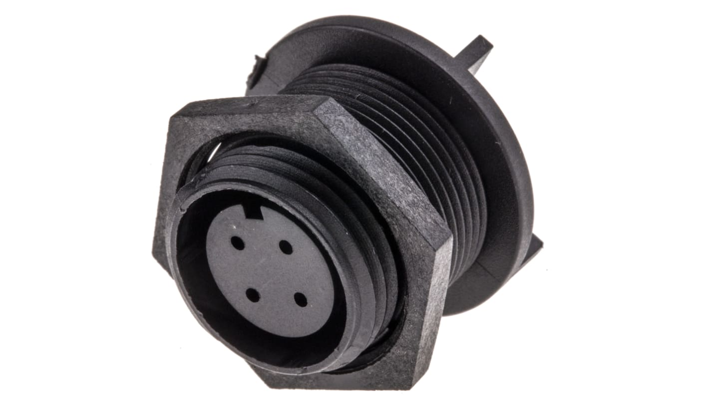 Conector circular Bulgin hembra serie Buccaneer 400 de 4 vías hembra, tamaño carcasa 19, Montaje trasero, IP68