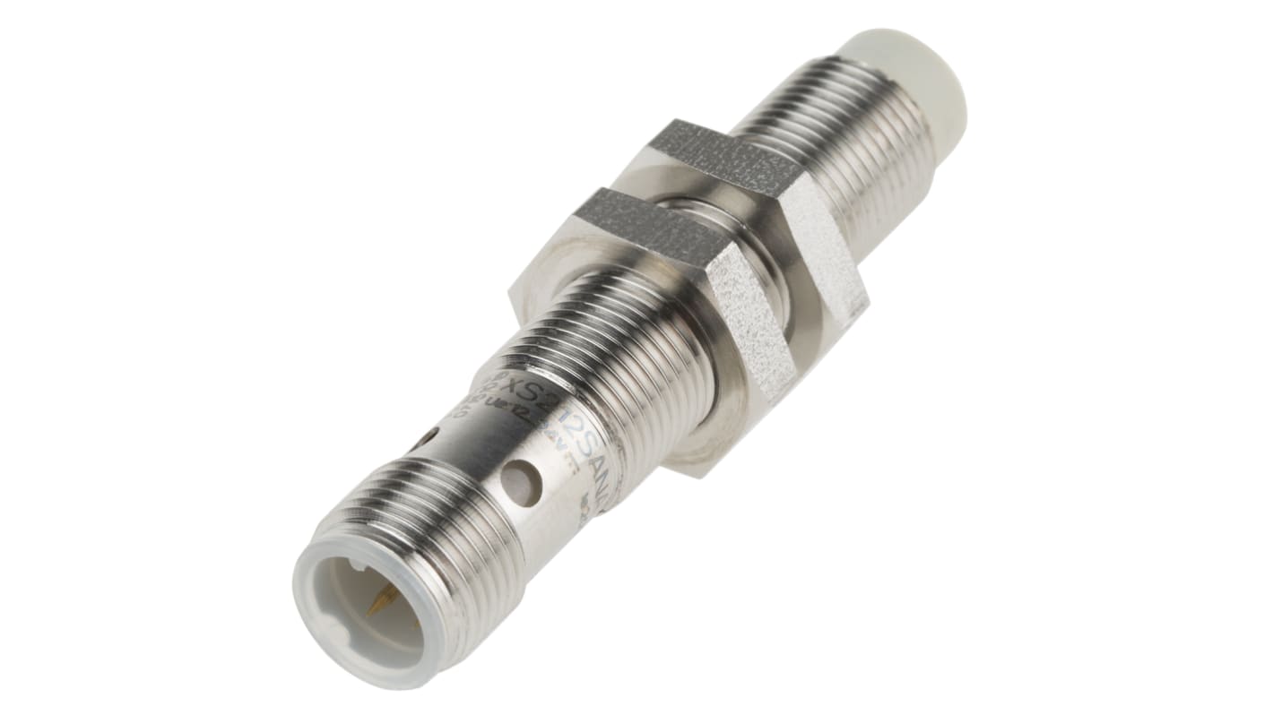 Telemecanique Sensors XS Series Inductive Barrel-Style Proximity Sensor, M12 x 1, 7 mm Detection, NPN Output, 12