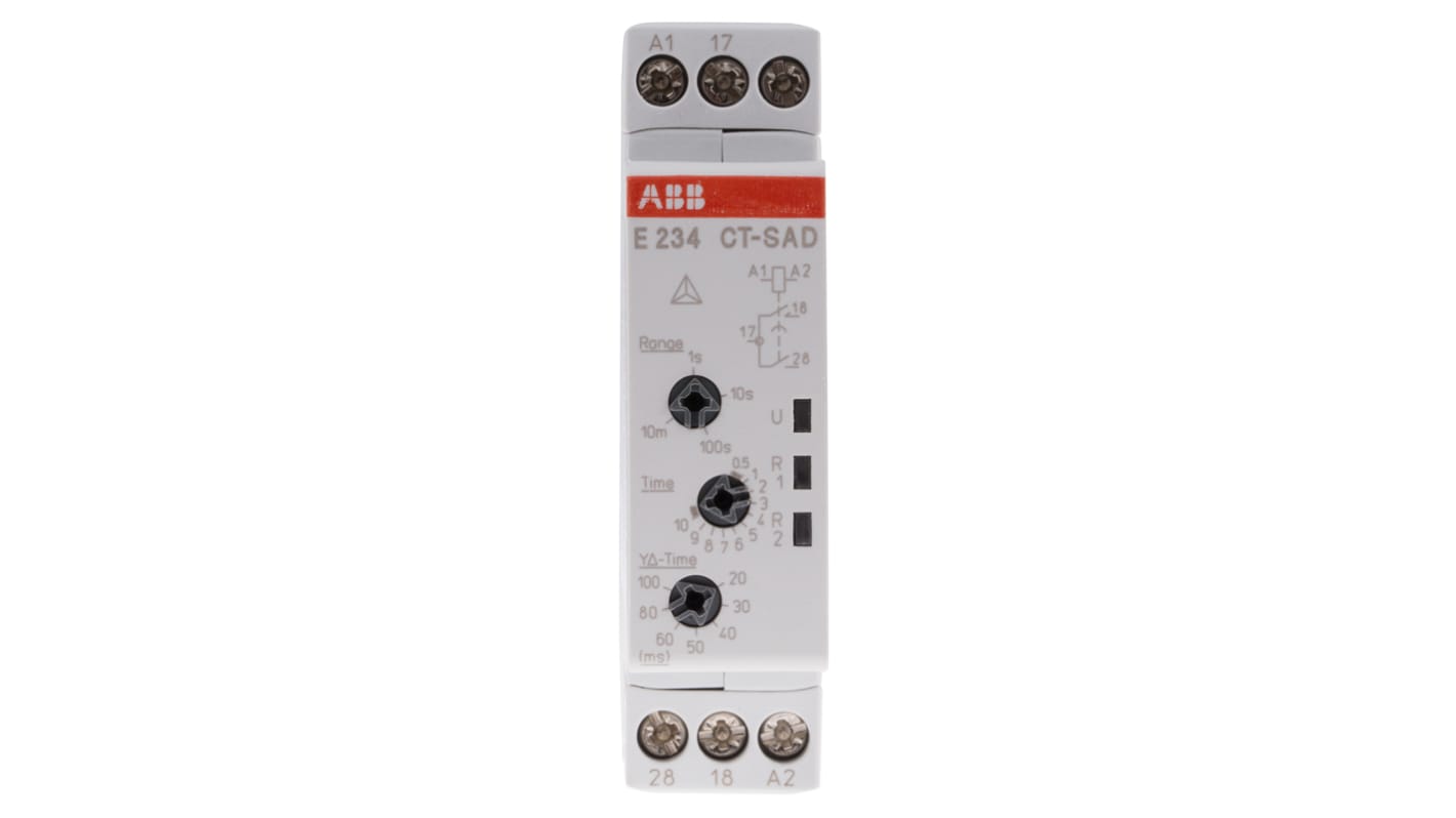 ABB 1SVR Zeitrelais, DIN-Schienen, 0.05 s → 10min, 24 → 240 V ac, 24 → 48V dc, 2 Kont. Einfach,