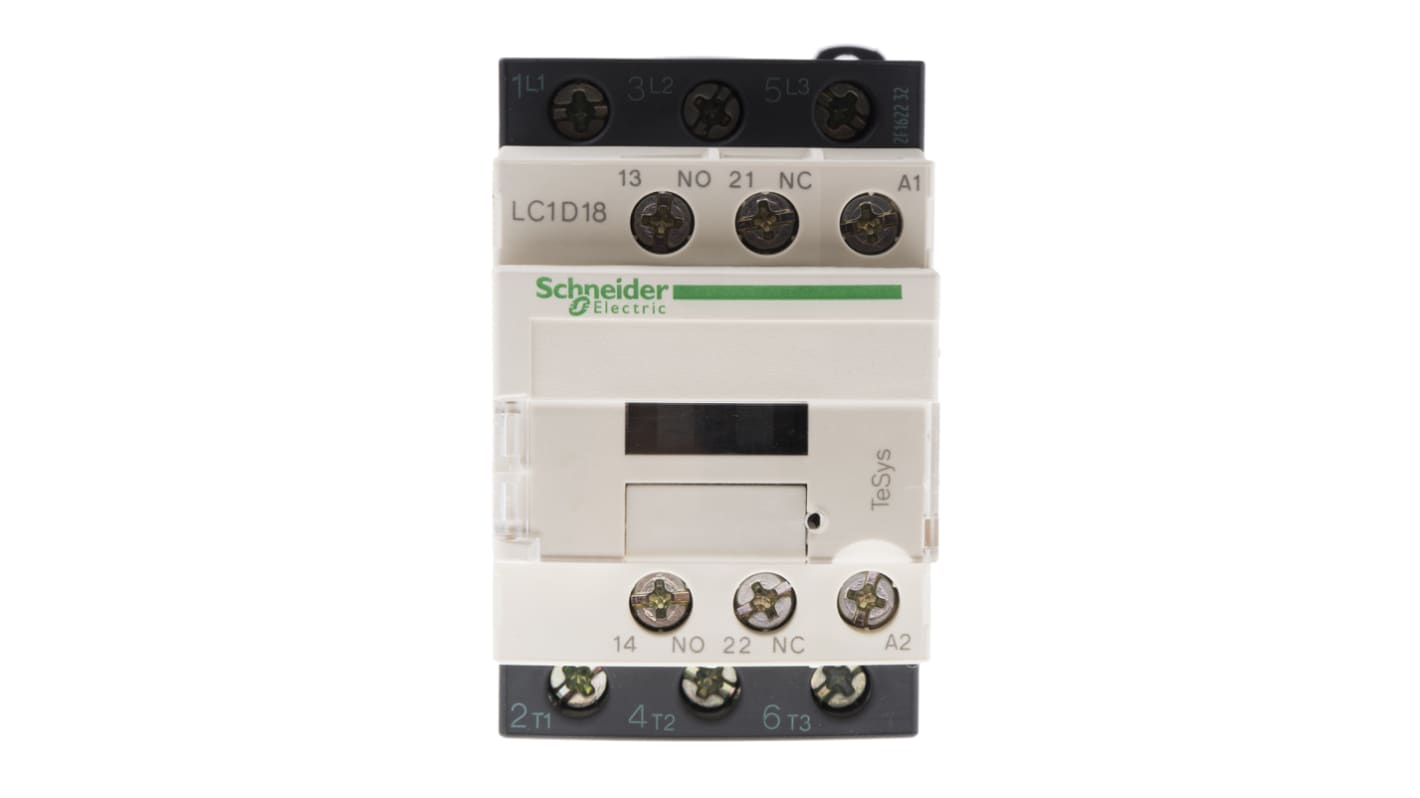 Schneider Electric LC1D Series Contactor, 400 V ac Coil, 3-Pole, 18 A, 7.5 kW, 3NO, 690 V ac