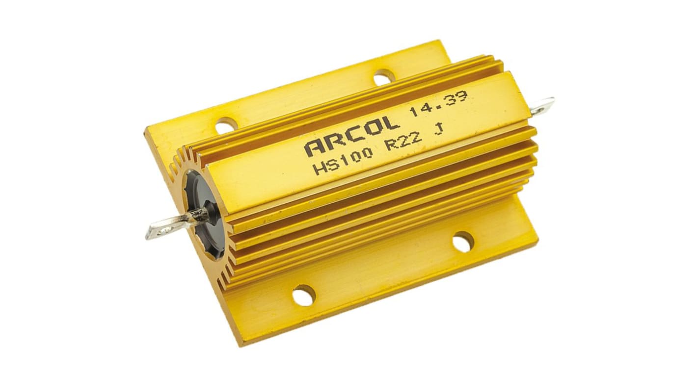 Resistencia de montaje en panel Arcol, 220mΩ ±5% 100W, Con carcasa de aluminio, Axial, Bobinado
