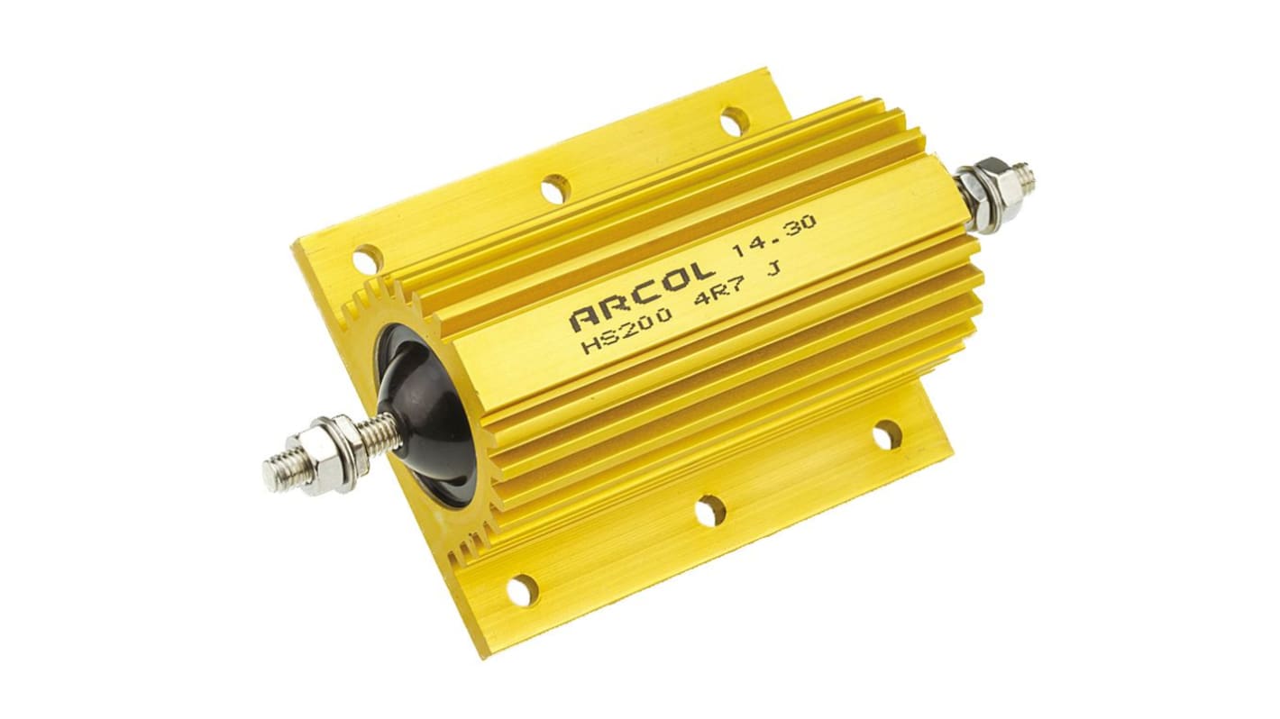 Resistencia de montaje en panel Arcol, 4.7Ω ±5% 200W, Con carcasa de aluminio, Axial, Bobinado