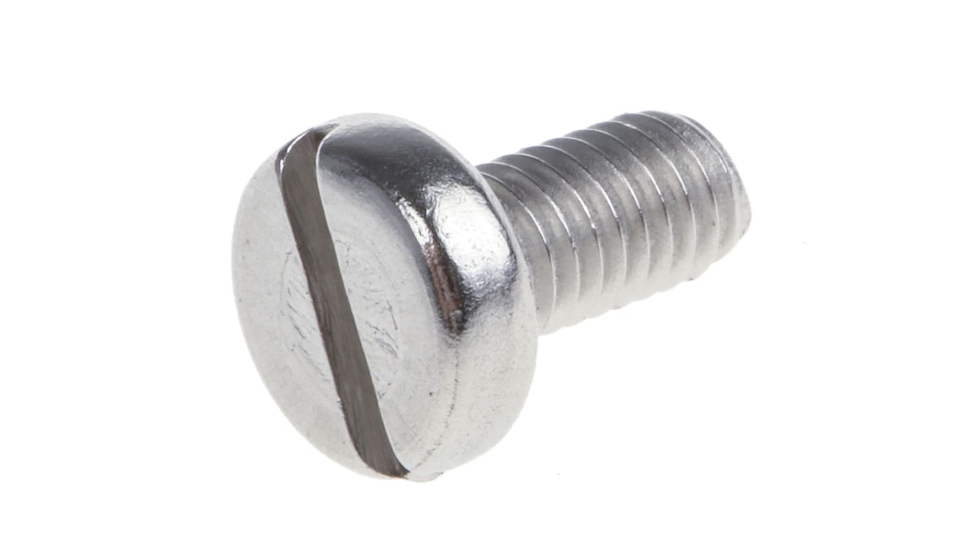 RS PRO Slot Pan A4 316 Stainless Steel Machine Screws DIN 85, M3x6mm