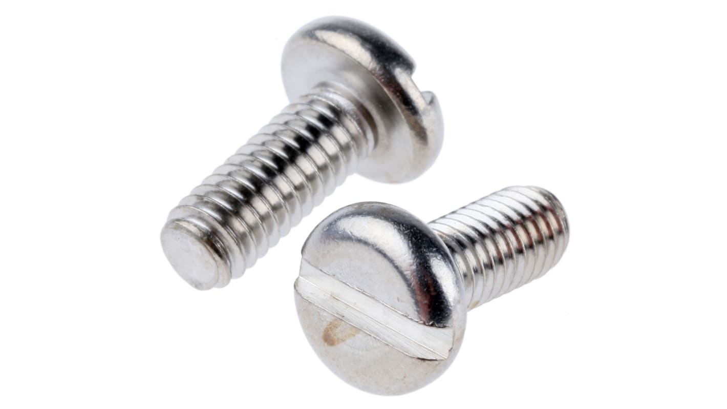 RS PRO Slot Pan A4 316 Stainless Steel Machine Screws DIN 85, M4x10mm