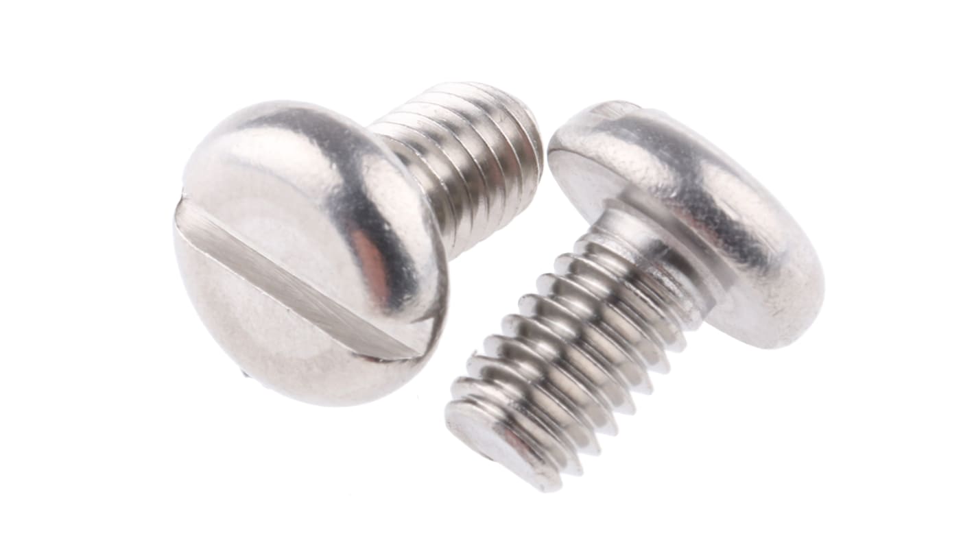 RS PRO Slot Pan A4 316 Stainless Steel Machine Screws DIN 85, M6x10mm