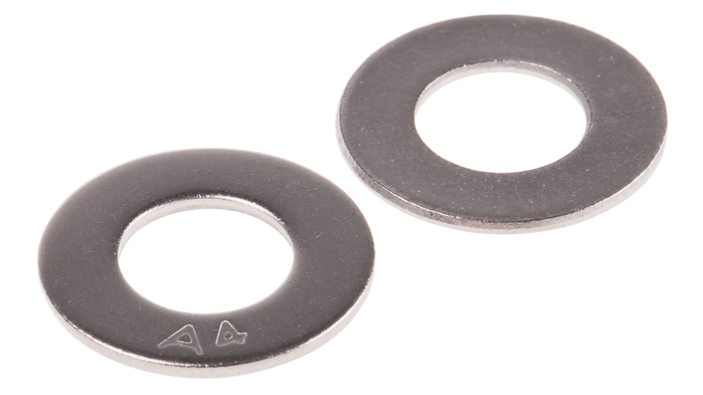 RS PRO Unterlegscheiben für M8 Schrauben Glatt A4 316 Flach-, 1mm x 8.4mm x 17mm, Edelstahl