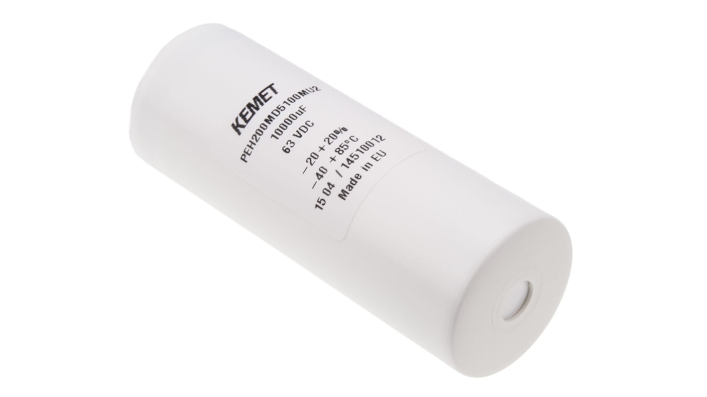 KEMET 10000μF Aluminium Electrolytic Capacitor 63V dc, Screw Terminal - PEH200MD5100MU2