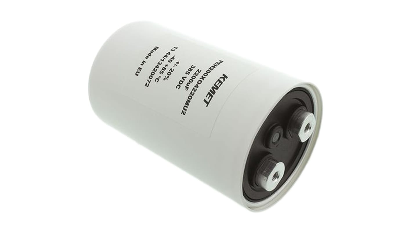 KEMET 2200μF Aluminium Electrolytic Capacitor 385V dc, Screw Terminal - PEH200XO4220MU2