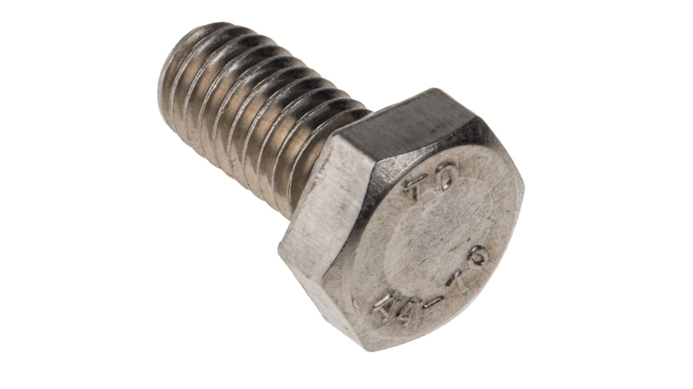 RS PRO Stainless Steel Hex, Hex Bolt, M6 x 12mm