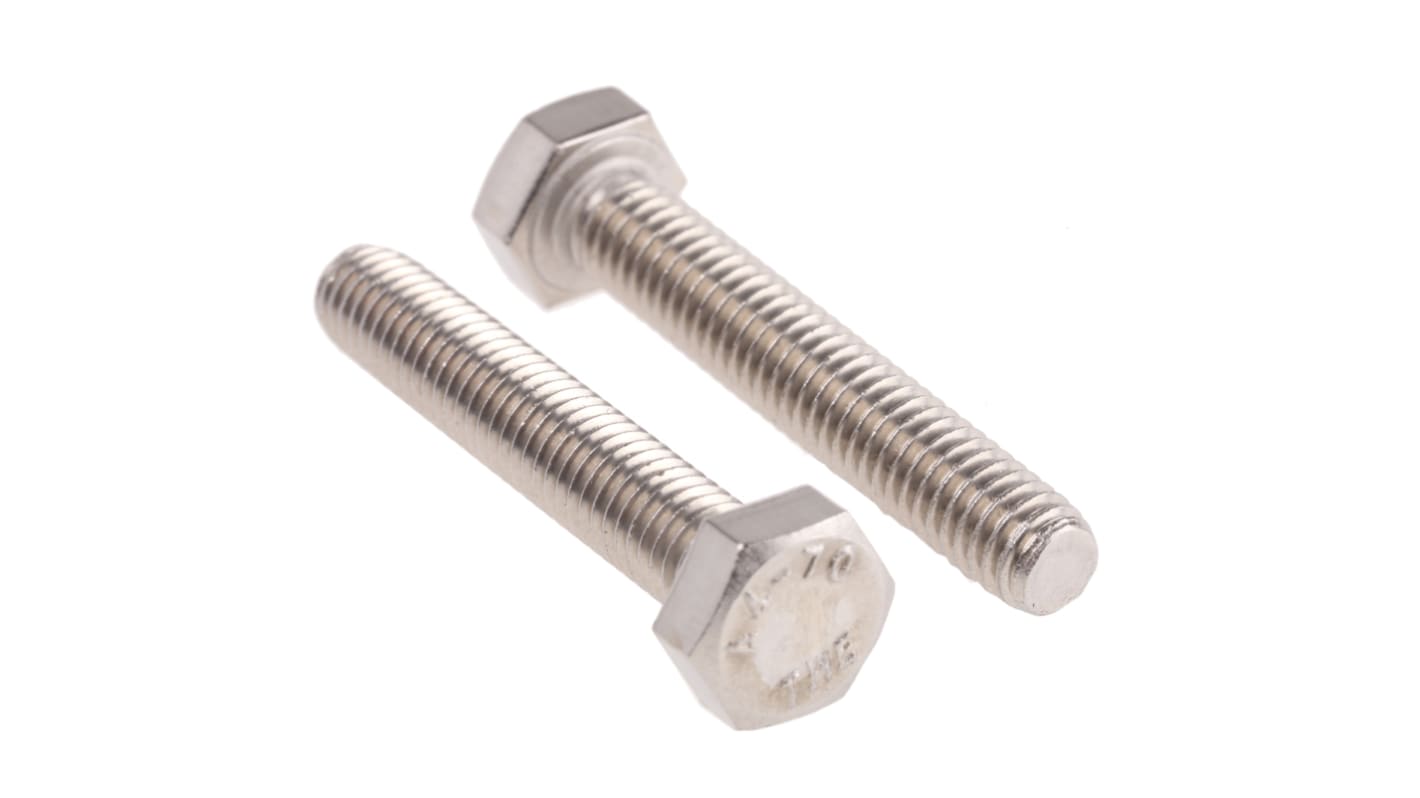 Plain Stainless Steel Hex, Hex Bolt, M6 x 35mm