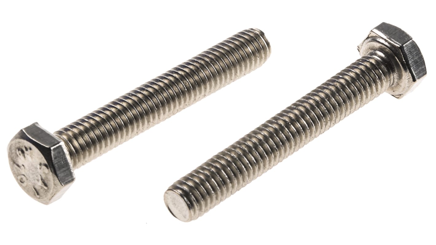 Plain Stainless Steel Hex, Hex Bolt, M6 x 40mm