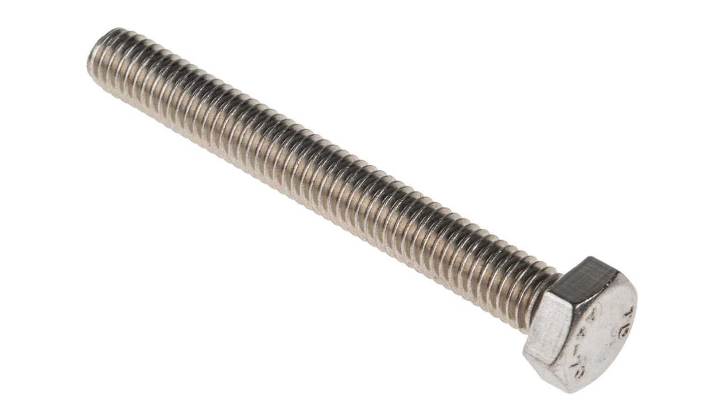 Plain Stainless Steel Hex, Hex Bolt, M6 x 50mm